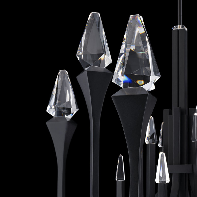 Plumeria LED Pendant, Black, 25.25" H x 34.13" W x 34.13" D, 8 Lights