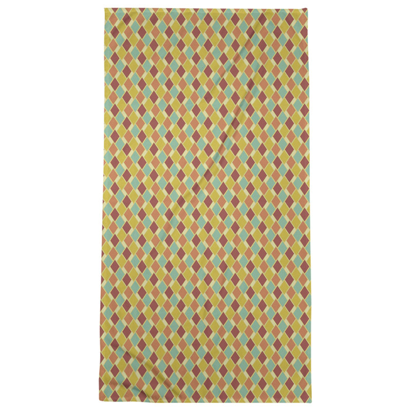Serviette de bain à losanges Retro, Jaune/orange