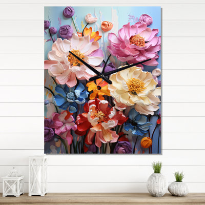 Horloge murale Annada - pivoines surdimensionnée