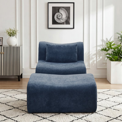 Wiliams Armless Accent Chair And Ottoman Set