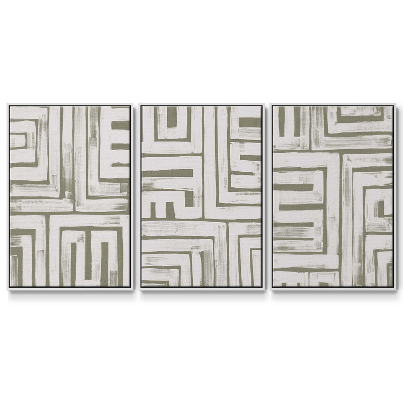 Willow Blue Besler I, ensemble de 3 toiles encadrées, Blanc, H 40 po x l 78 po