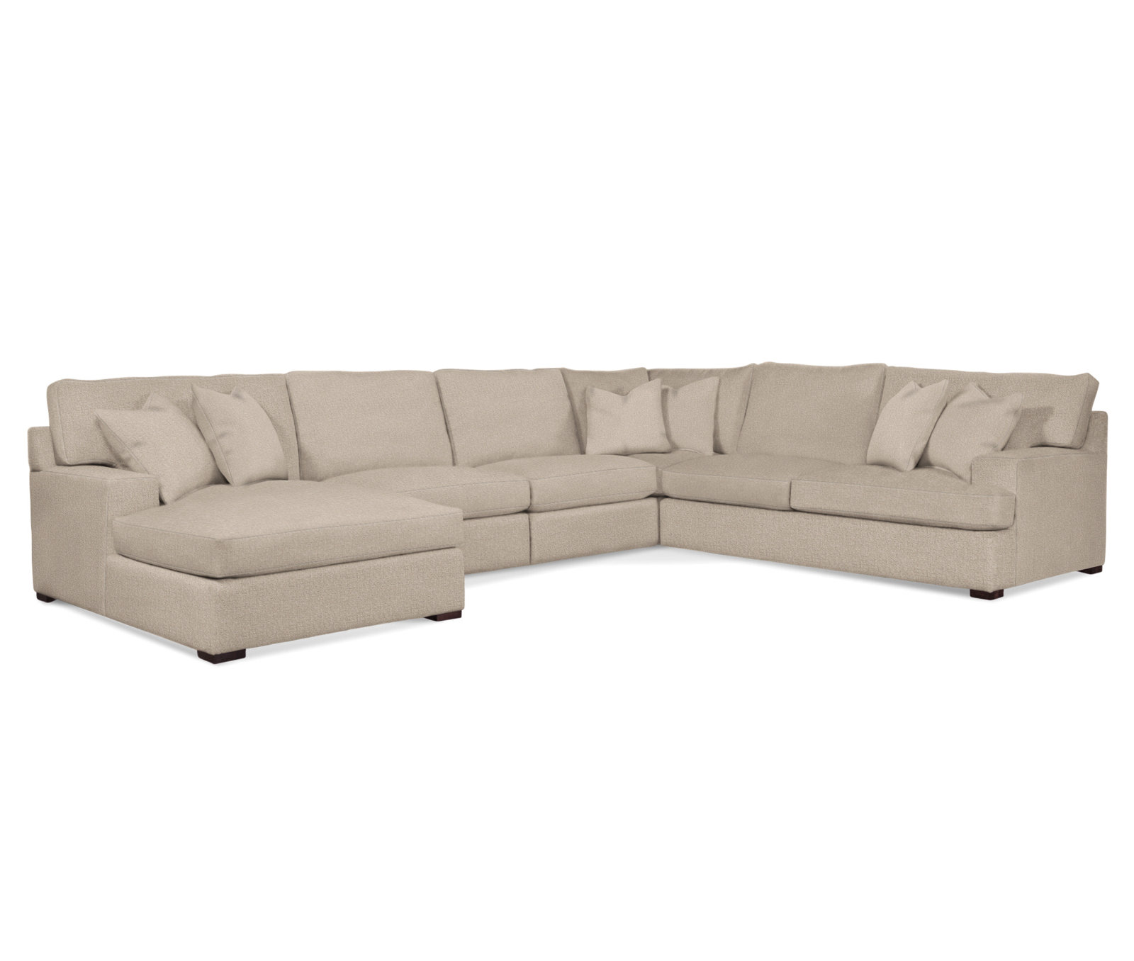 Cambria Upholstered U-Sectional, Java Finish, Eggshell Crypton Performance; 0884-93, Right Hand Facing