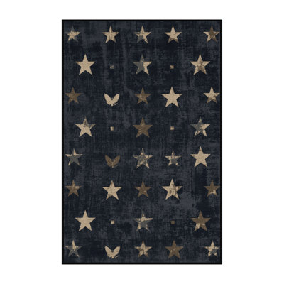 Soft Plush Feingold July 4Th Modern & Contemporary Abstract Area Rug in Gray – Black Binding