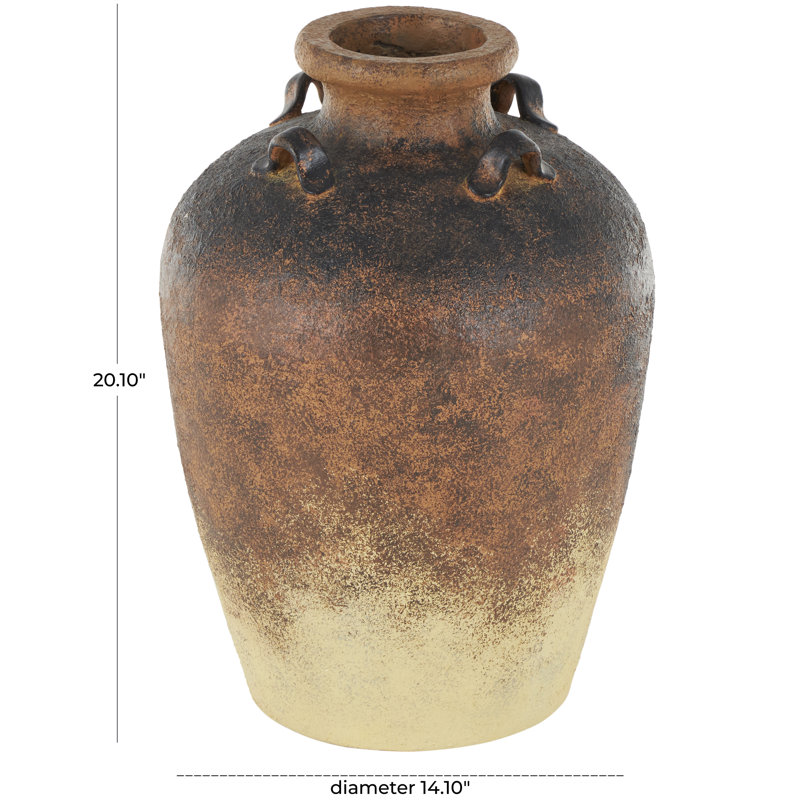 Classen Magnesium Oxide Mediterranean Inspired Decorative Copper Vase, 20.1" H x 14.1" W x 14.1" D