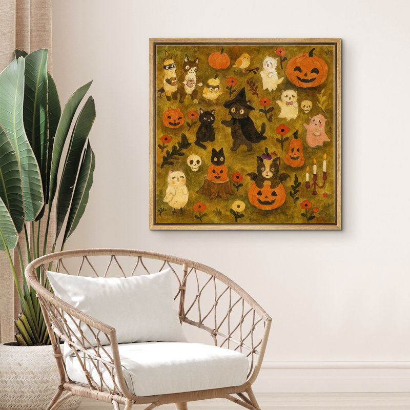 Mignon fantôme, impression sur toile encadrée, décoration murale d'Halloween, H 16 po x l 16 po, Naturel