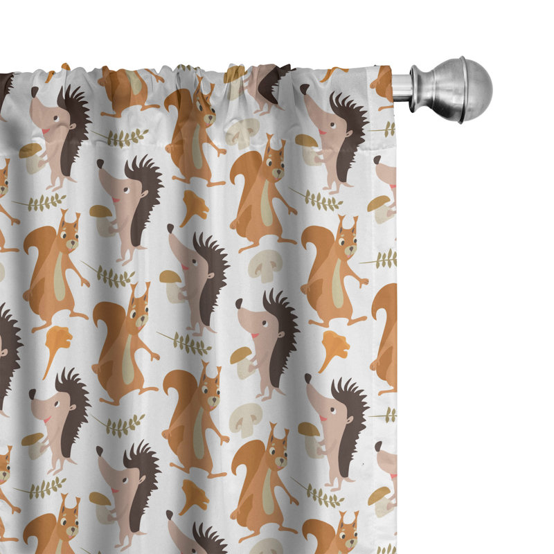 Squirrel Semi-Sheer Rod Pocket Curtain Panels, 28" x 63"