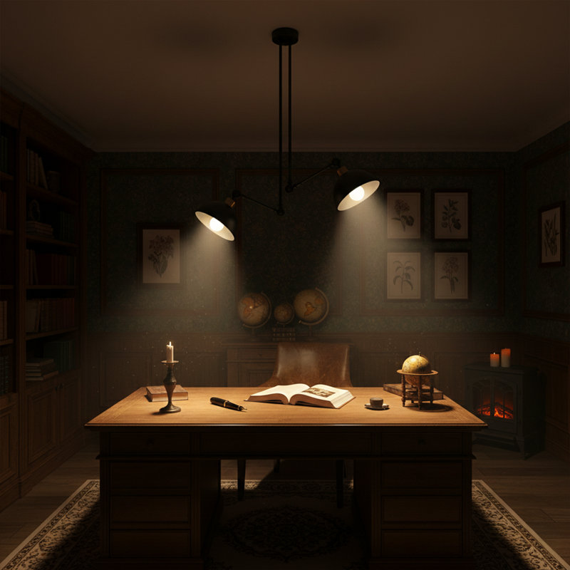 Lustre moderne 2 lumières à bras ajustable en métal
