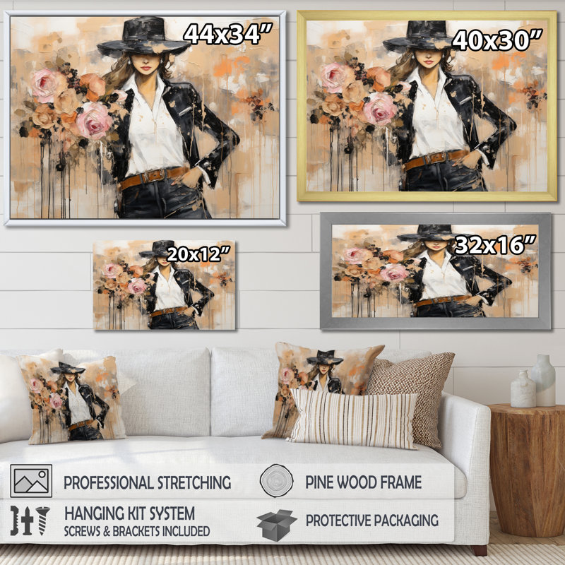 Fashion Chic, impression sur toile encadrée, Cadre flottant noir, 44" W x 34" H