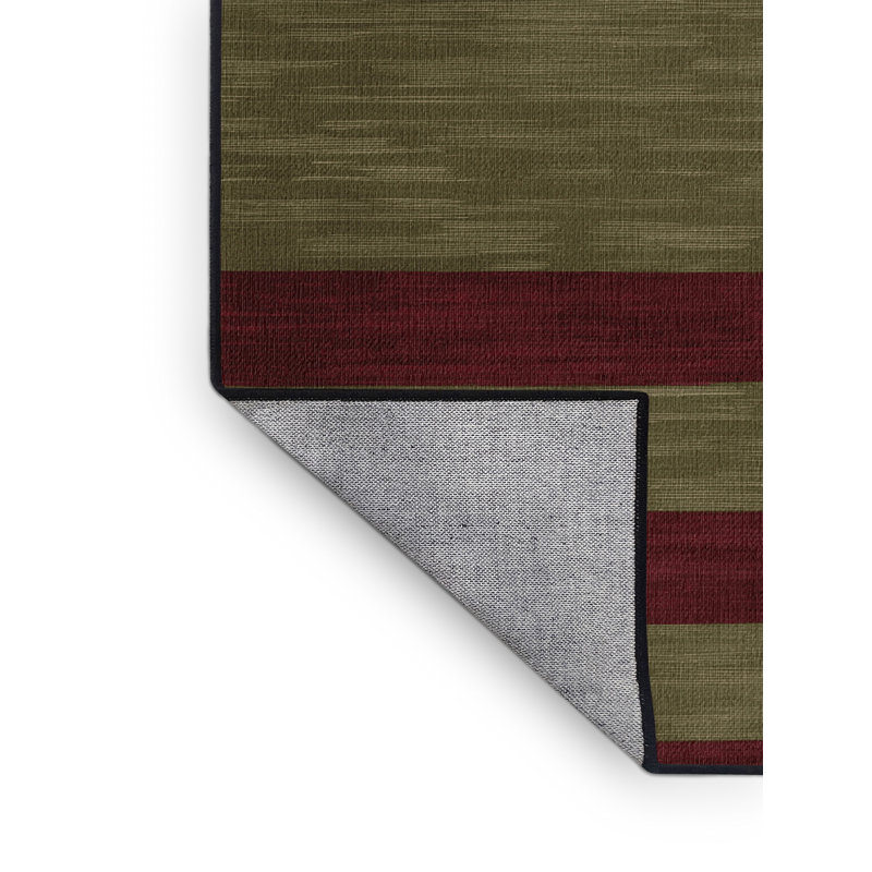 Tapis brun à rayures horizontales lavable à la machine, Rond 3 pi