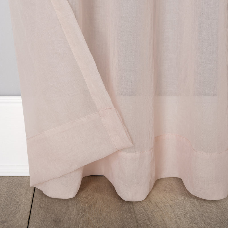 Panneau de rideau semi-diaphane avec passe-tringle Jaklyn, L 50 po x L 95 po, Rosé