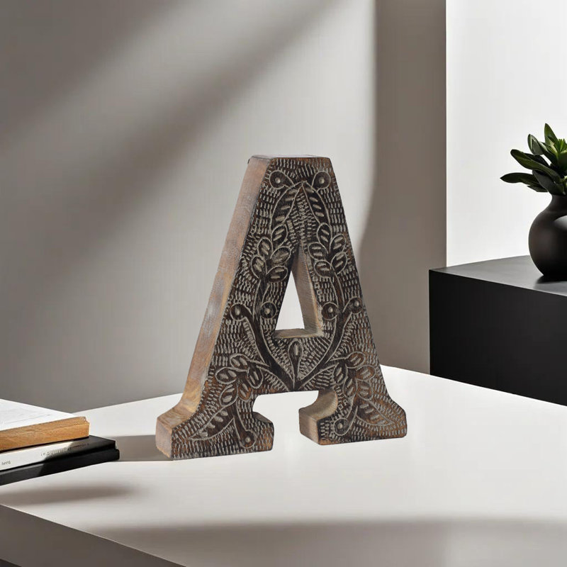 Haddam Text & Numbers Letter Block, Gray, A