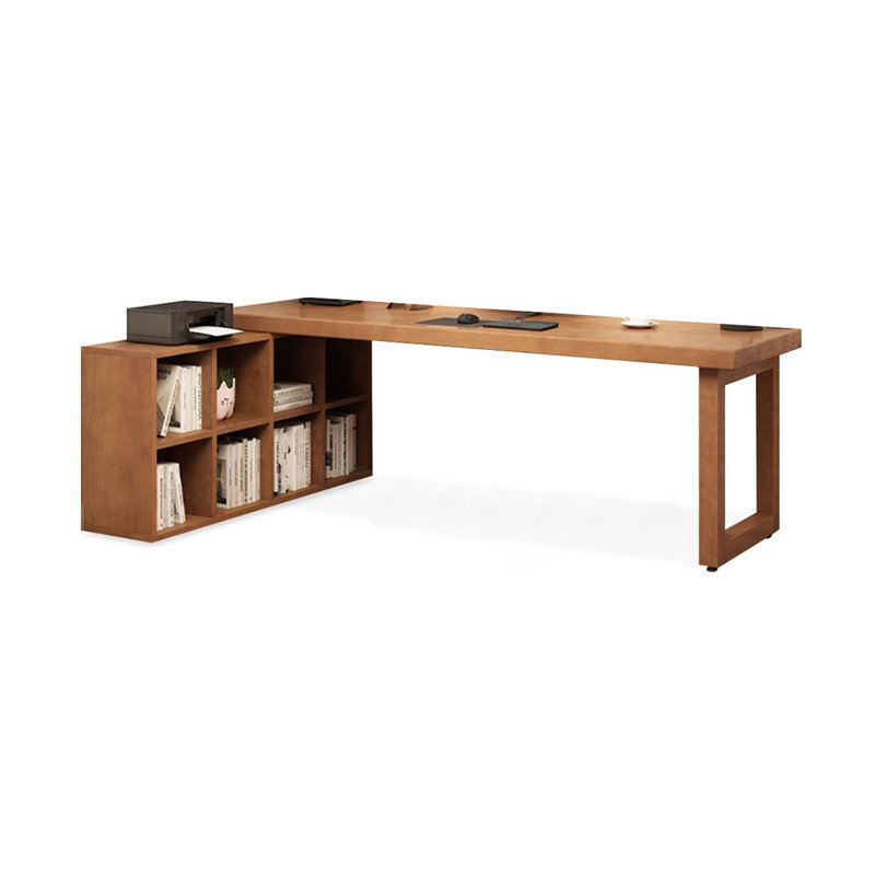Bureau brun en bois massif en forme de L, H 29,53 po x l 78,74 po x P 47,24 po, Retour à gauche