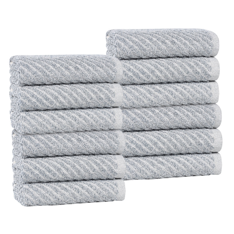 Essuie-mains en mélange de coton et viscose Amelia, Bleu denim