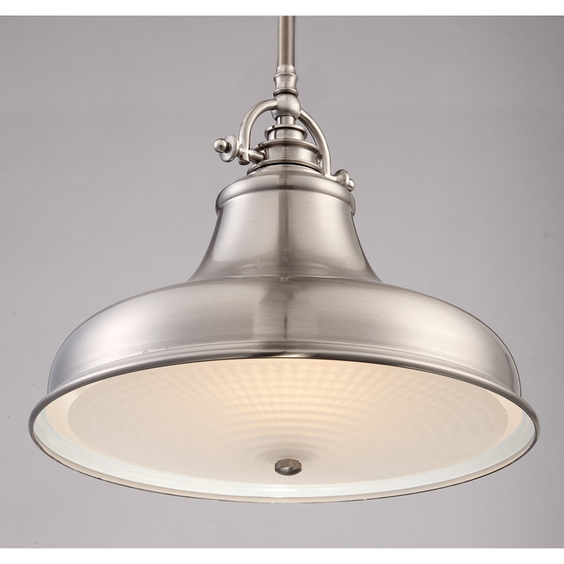 Luminaire suspendu simple en dôme Rosalyn, Nickel brossé, H 11,5 po x l 13,5 po x P 13,5 po