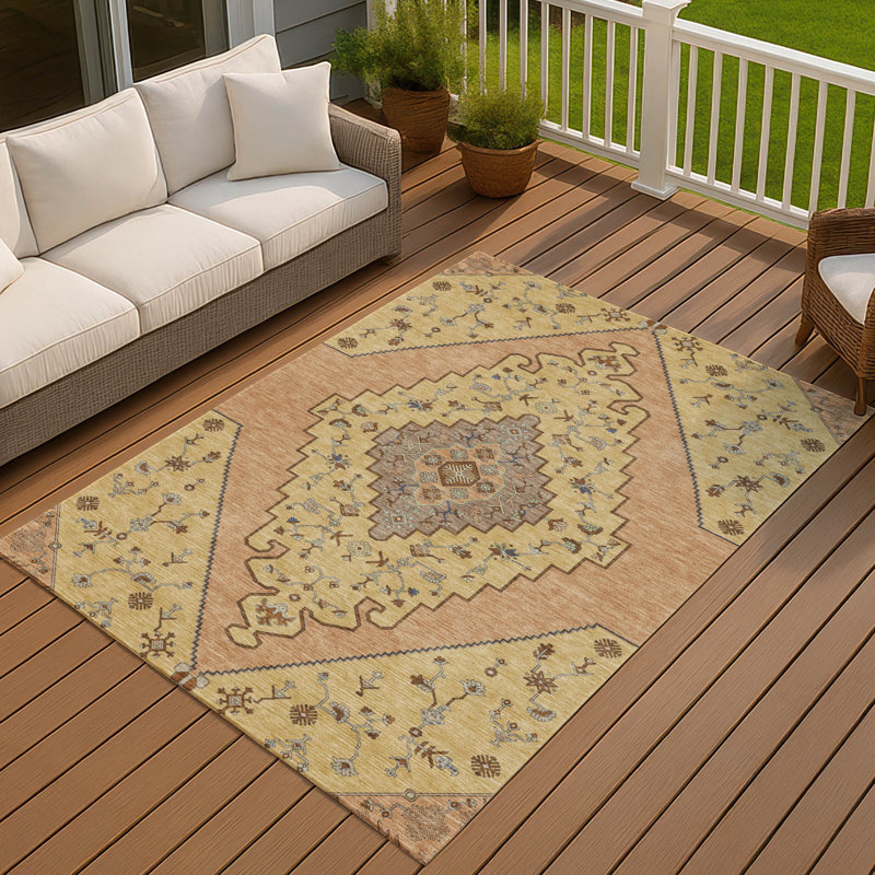 Tapis intérieur / extérieur lavable à la machine Chantille ACN2472 Global, Doré, 9 pi x 12 pi