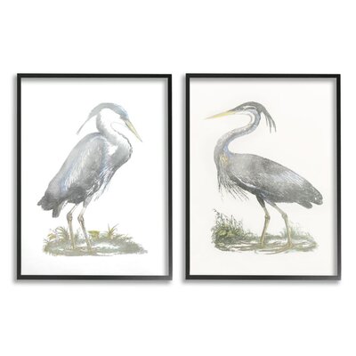 Minimalist Vintage Cranes Marshland Birds by John Selby - 2 Piece Painting Print Set -  Stupell Industries, a2-100_fr_2pc_11x14