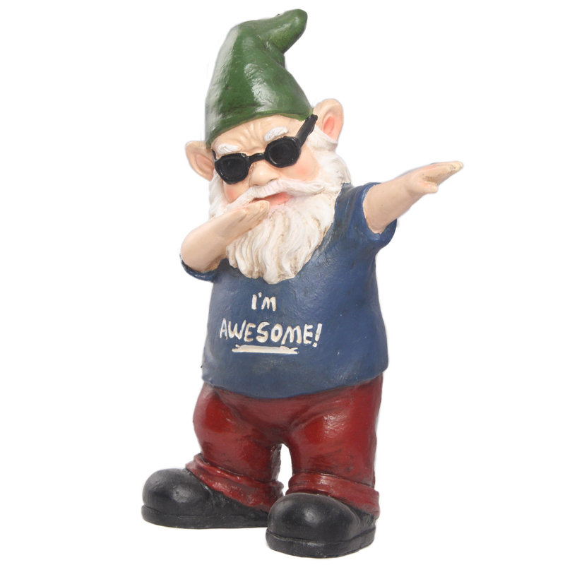  Iconic Dancing Dabbing Gnome Garden Statue, Blue/Red