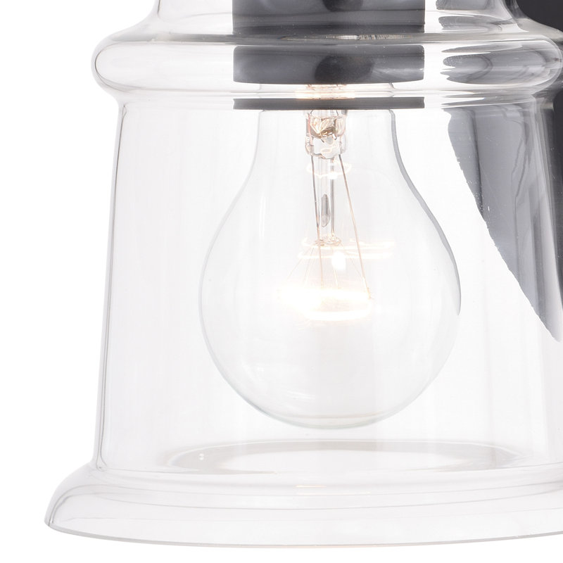 Luminaire de salle de bain industriel noir mat à 1 lumière de 5,25 pouces de large Akini, abat-jour en verre transparent, à intensité variable, compatible avec DEL, applique murale en acier