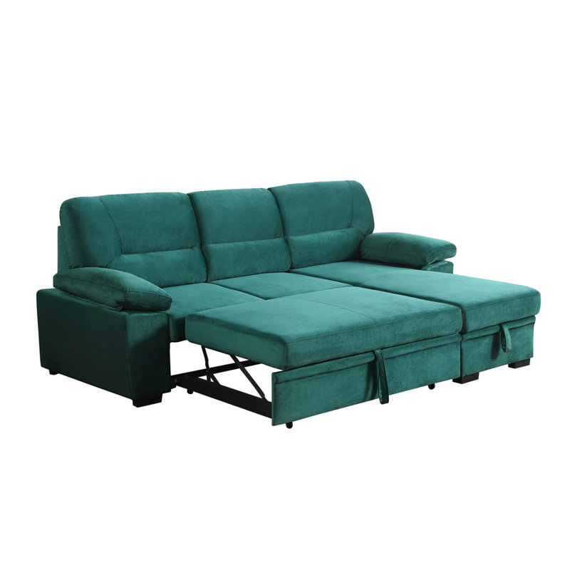 Canapé-lit modulaire réversible en velours 97,5 po avec méridienne
