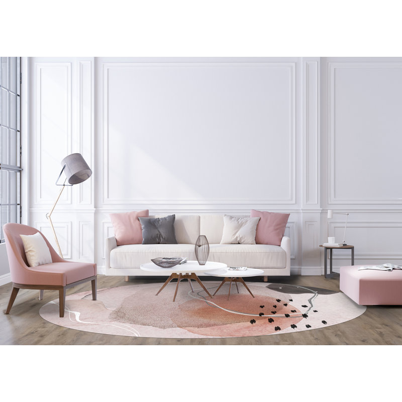 Banerjee Vinyl Machine Printed Area Rug, Round 180cm