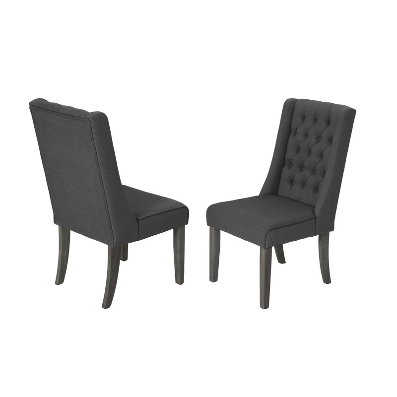 Chaise d'appoint rembourrée Dions, Gris rustique / Gris foncé, 2