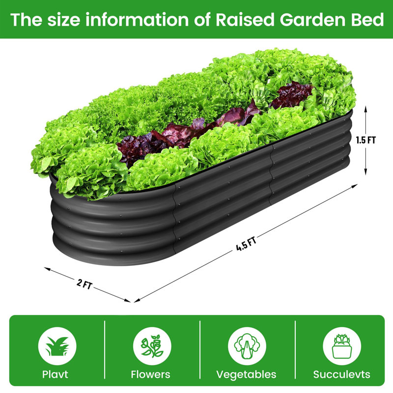 2 Pcs Oval Raised Garden Bed, Galvanized Raised Beds,Open-Ended Base Metal Raised Planter Beds,Garden Bed Outdoor,Planter Raised Boxes for Vegetables, Flowers, Tool-Free Asse