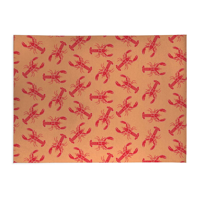 Tapis de cuisine léger Lobster, Rectangulaire 3 pi x 5 pi, Orange