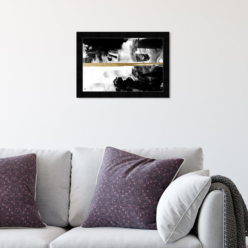 Reproduction d'art minimaliste encadré noir et blanc pour salle de bain, H 12 po x l 17 po, Cadre noir