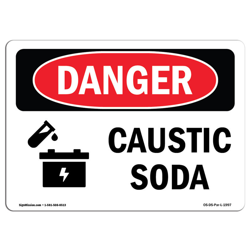 Plaque en aluminium Caustic Soda 12 x 18, H 12 po x l 18 po x P 0,1 po