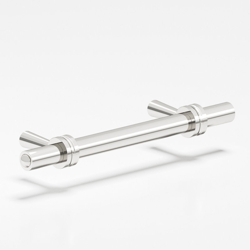 Round, Collared Cabinet Pull With Tapered Posts, Polished Nickel, 3"