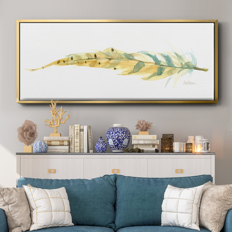 Tail Feather III- Framed Canvas, 8" H x 20" W
