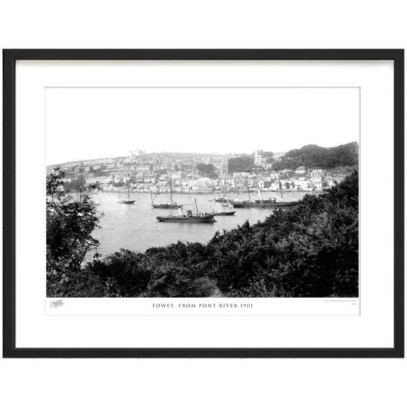 Fowey, From Pont River 1901 - Single Picture Frame Print, 40cm H x 50cm W x 2.3cm D