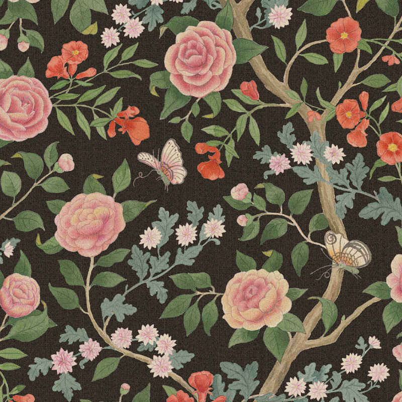 Boråstapeter Kamelia Wallpaper, Black
