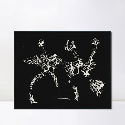 Large Framed Canvas Giclee Print Triad by Jackson Pollock Wall Art for Living Room Home Office Decorations(Black Slim Frame,24"x32")