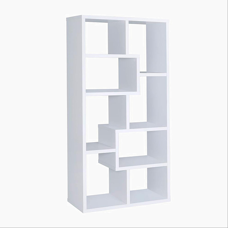 Bibliothèque géométrique rectangulaire à 10 tablettes multiples, Blanc