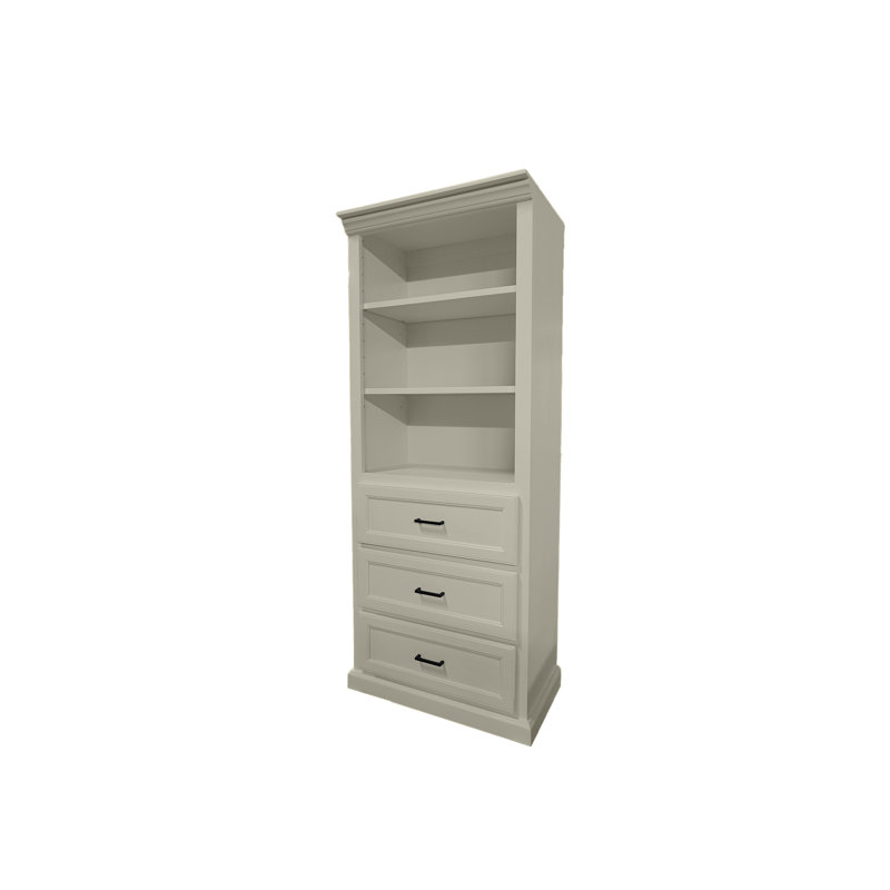 Bibliothèque moderne en bois massif avec rangement, Soft White