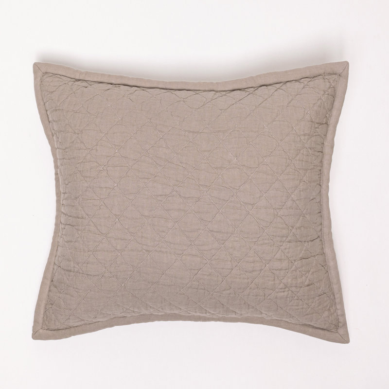 Dalen Ash Grey Linen Pillow Sham, Euro