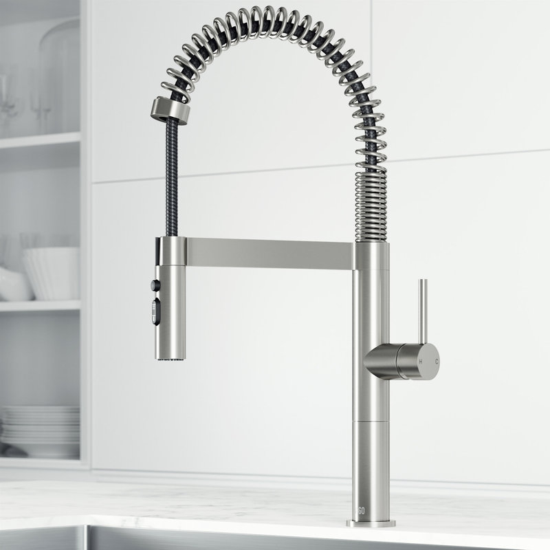 Robinet de cuisine à douchette rétractable 3 fonctions H 1 po Edison Pro, Acier inoxydable