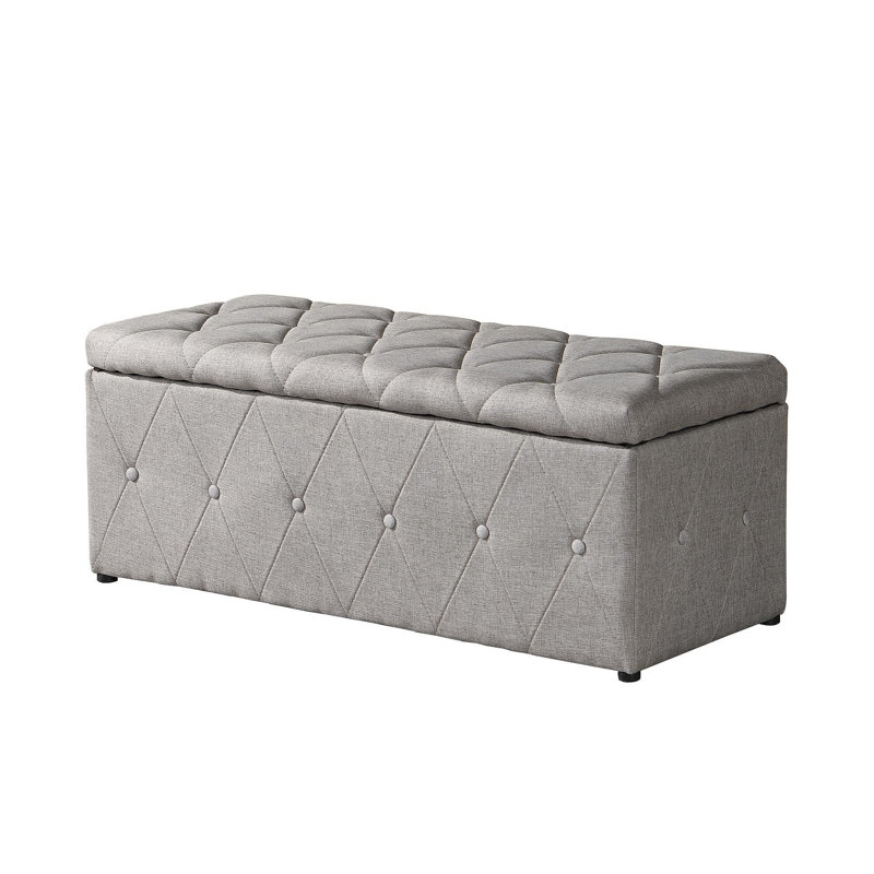 Ensemble de 1 repose-pieds rectangulaire en tissu avec rangement et 2 repose-pieds (beige), Lin beige