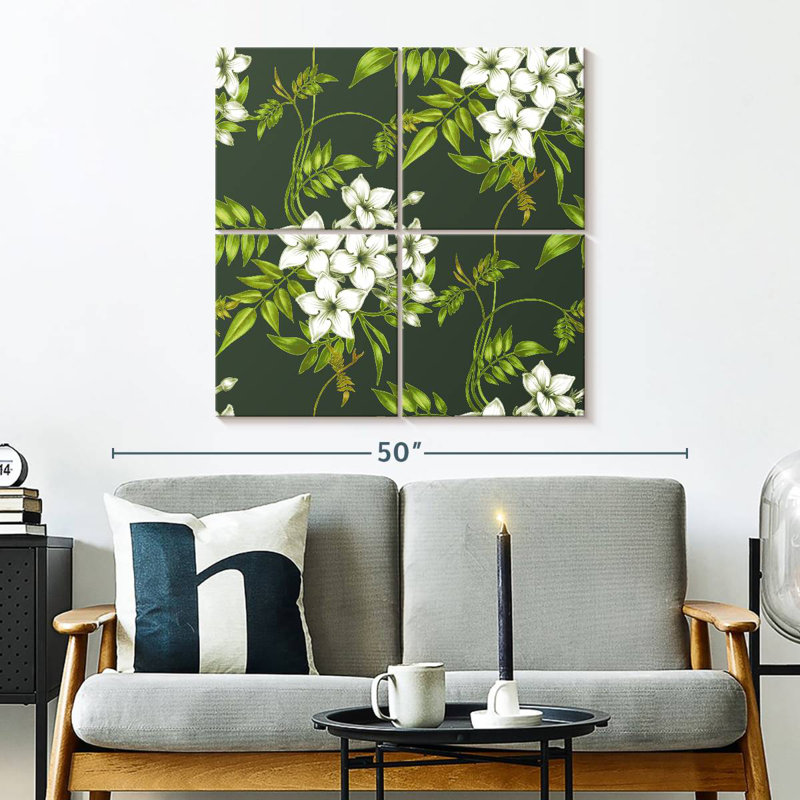 Harnek, jasmin, vignes et fleurs, H 32 po x l 32 po