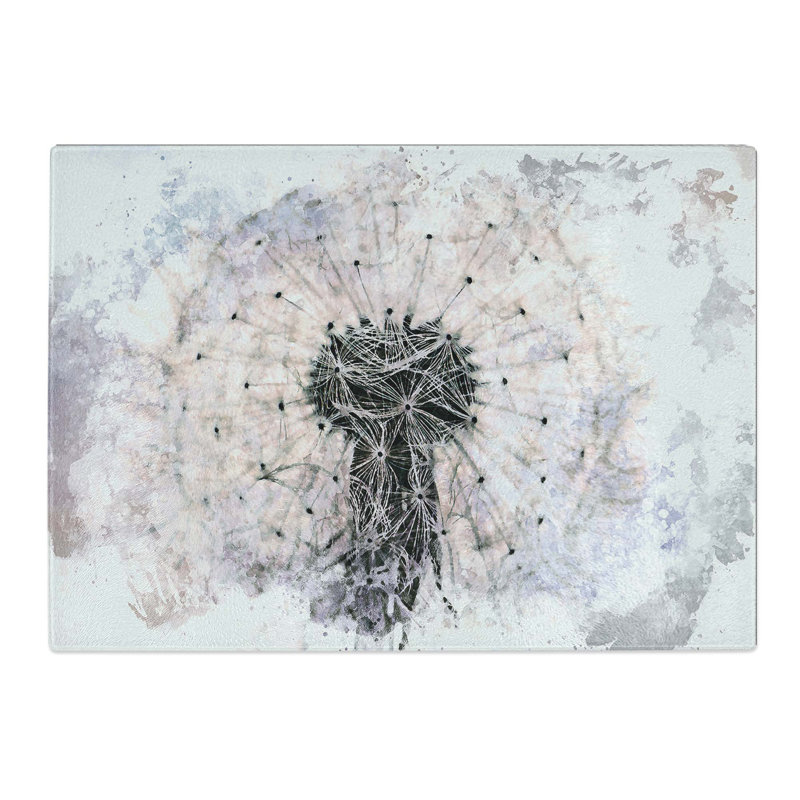 Tempered Glass a Dandelion Flower Chopping Board, 28.5 cm W x 20 cm L