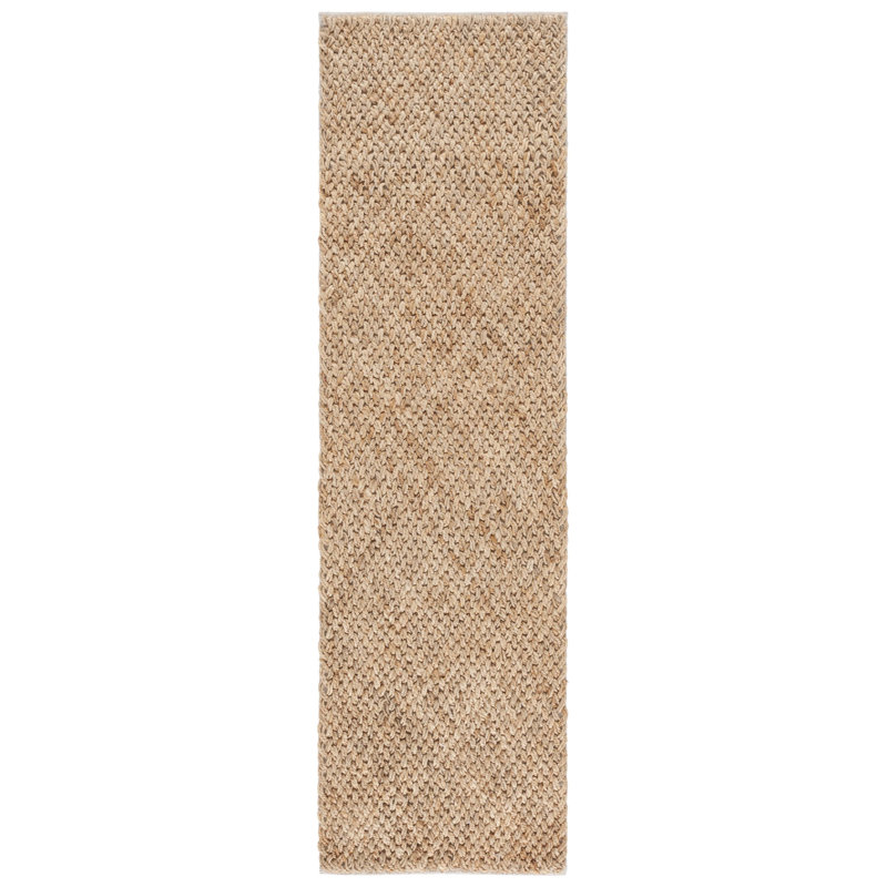 Tapis uni en jute et coton Jilek, Tapis de couloir 2 pi 3 po x 8 pi