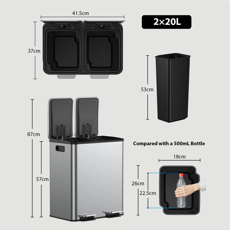 Steel Recycling Bin - 40 L