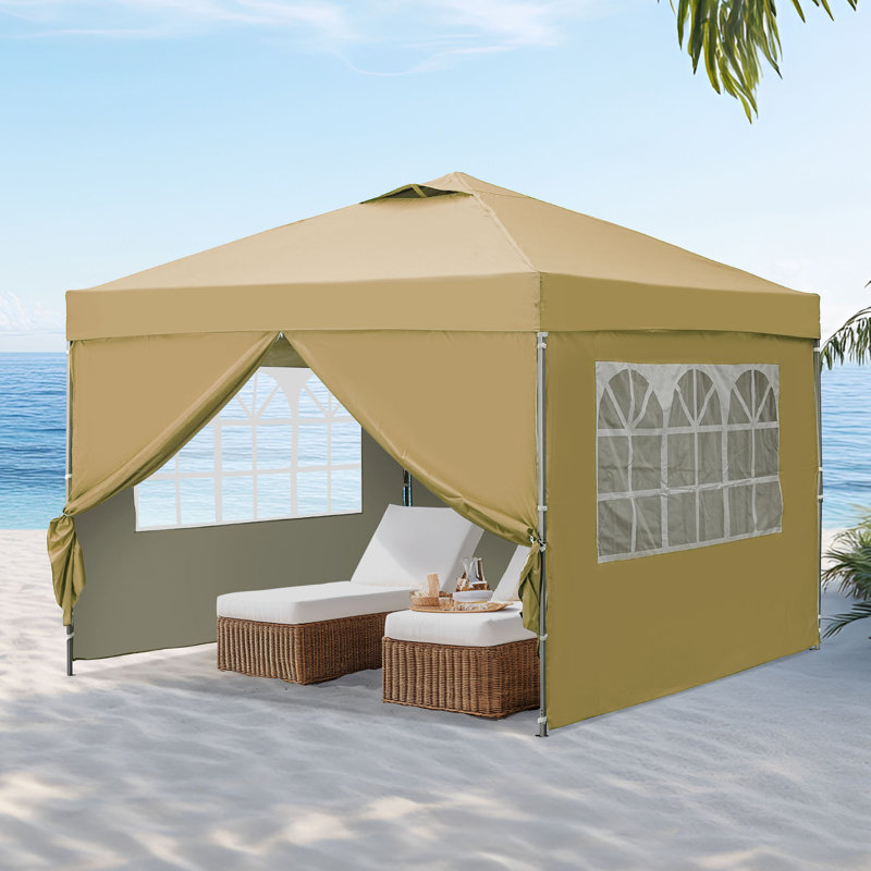 10ft x 10ft pop up canopy with sidewalls, Brown