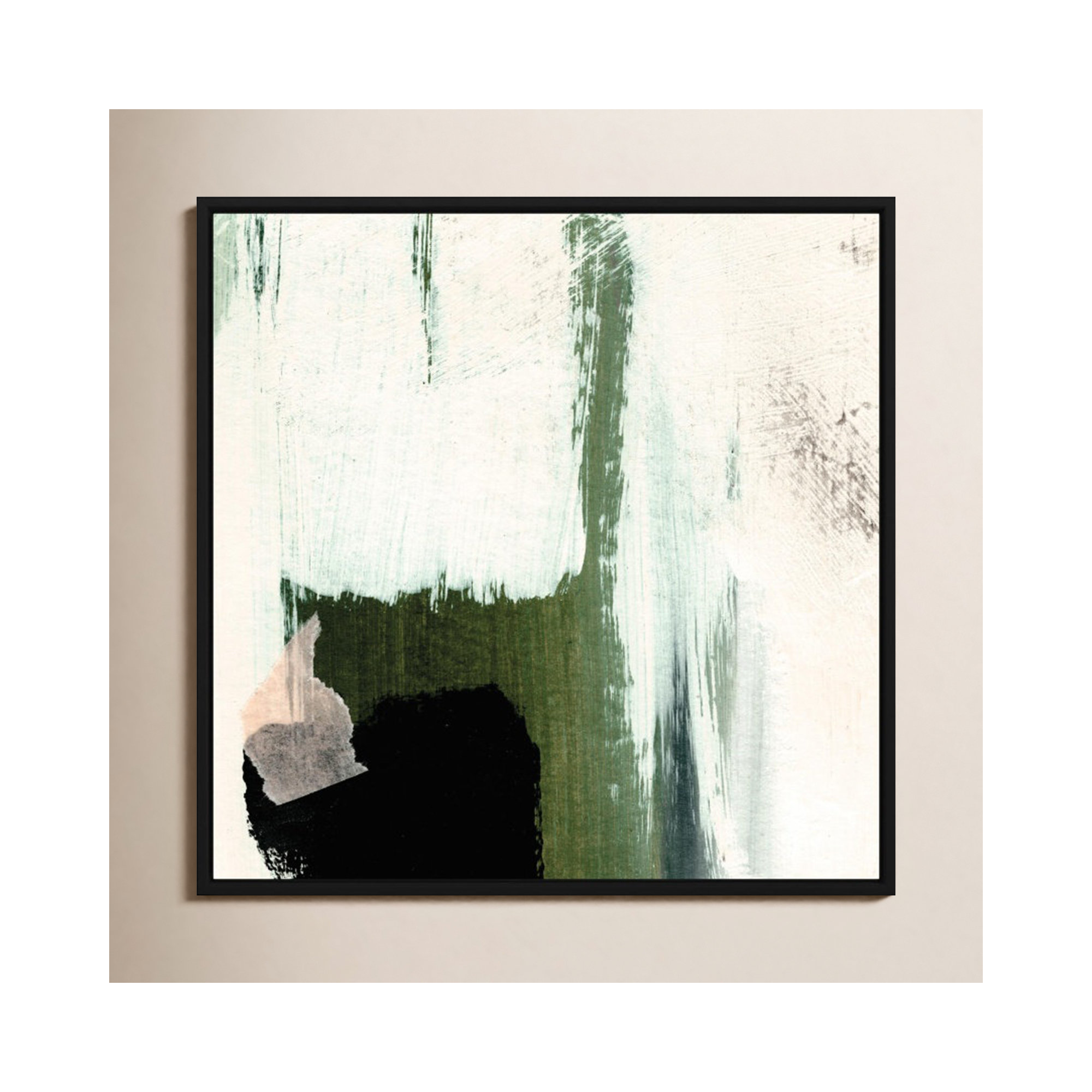 Abstract Minimal, Black Framed Canvas, No, 30" H x 30" W x 2" D