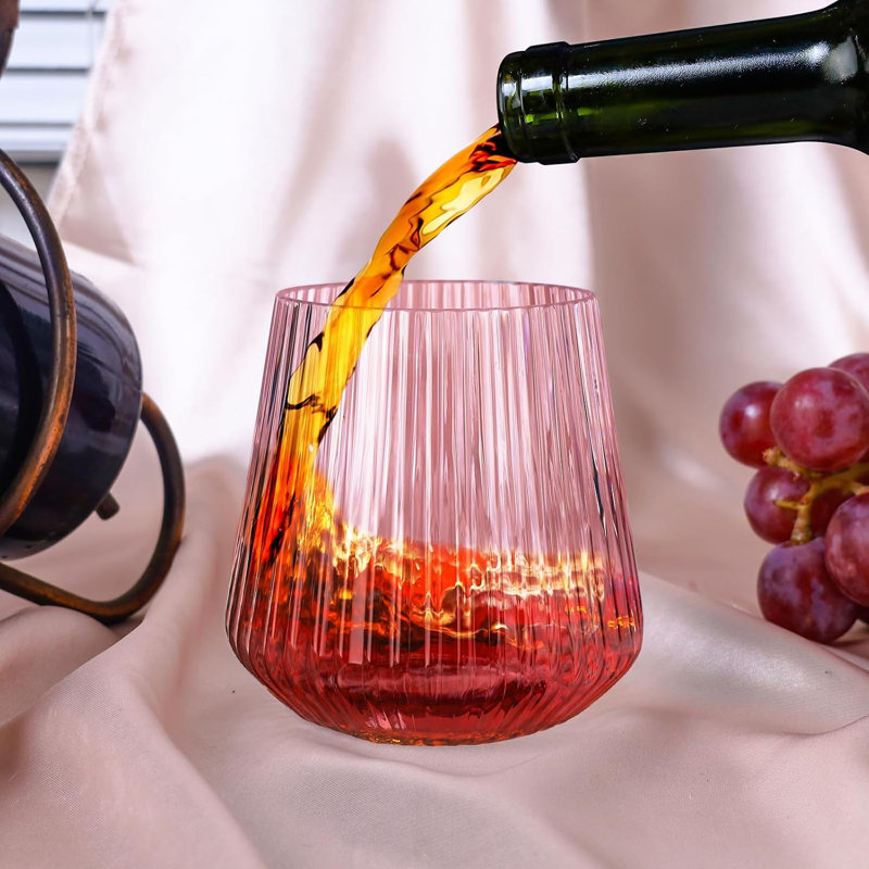 40-Piece 14 oz Pink Plastic Wine Glasses