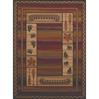 Tapis abstrait brun / beige / vert Woolsey