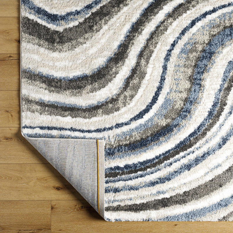 Rectangle Bertenshaw Machine Woven Polyester Area Rug in Gray, Rectangle 5'3" x 6'11"