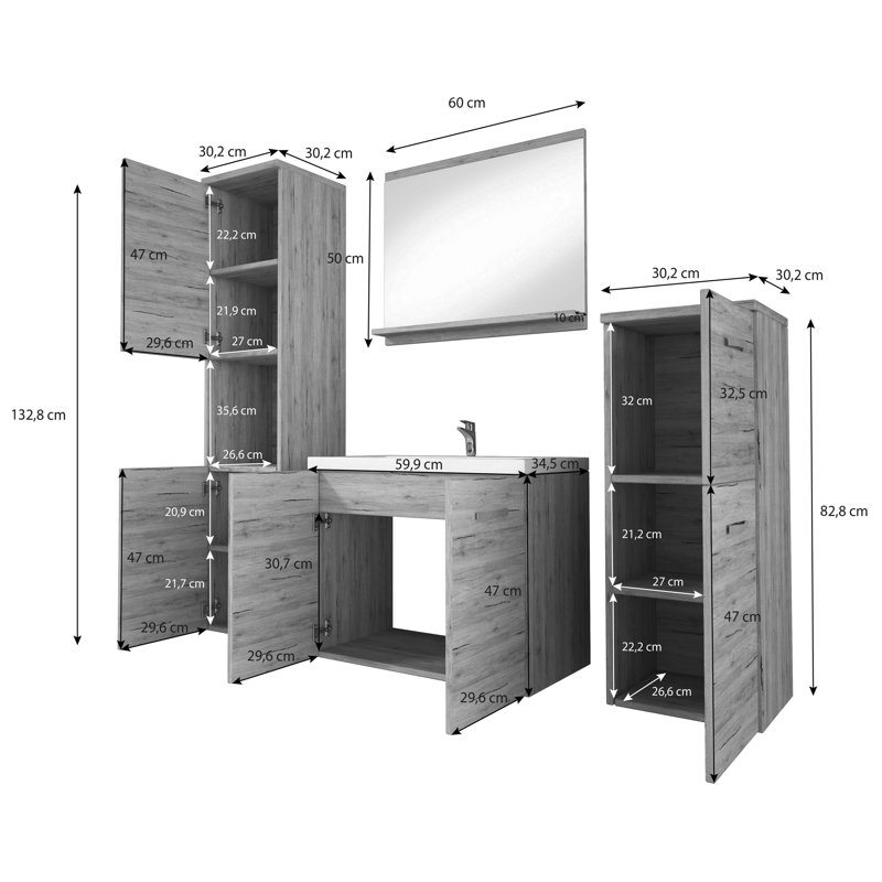 Pagie Bathroom Furniture Suite, White