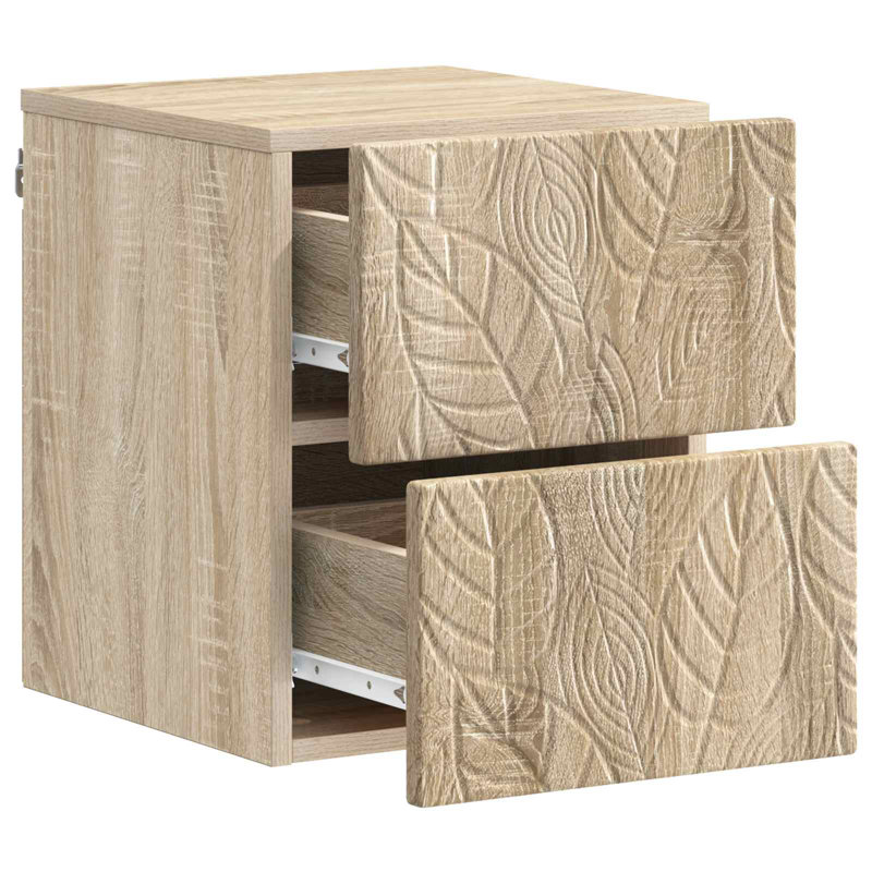 34.5cm W Composite Bedside Table, Sonoma Oak